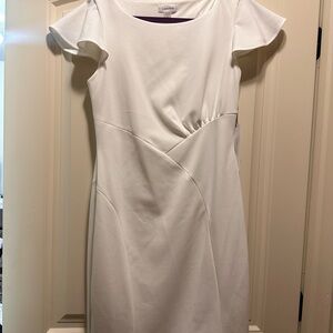 Calvin Klein White Flutter Sleeve Dress